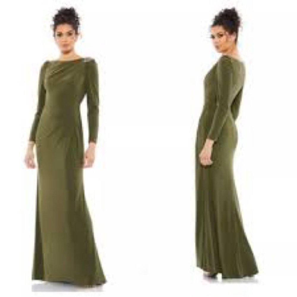 Mac DUGGAL Elegant Olive Green Long Sleeve Dress size 4 brand new with tag